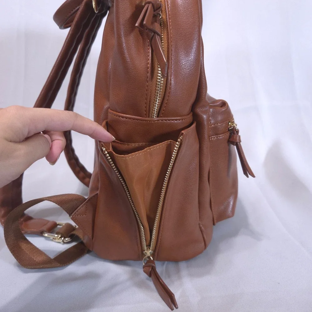 MAEDN All Day Backpack Medium Vegan Leather Saddle Diaper Bag Travel Cottagecore